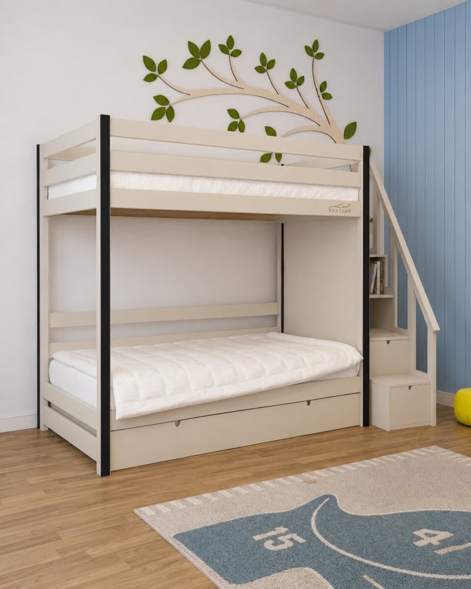 White Bunk Bed for kids in a kids's room